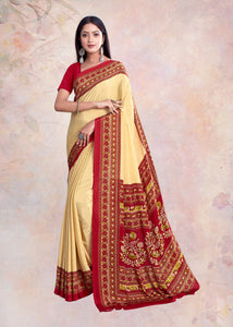 Beige Color Crepe Silk Casual Wear Saree  SY - 9634