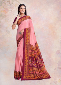 Pink Color Crepe Silk Casual Wear Saree  SY - 9635