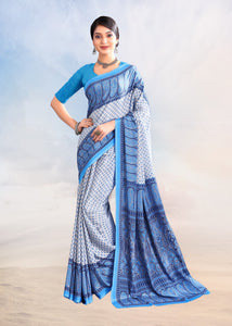 Blue Color Crepe Silk Casual Wear Saree  SY - 9858