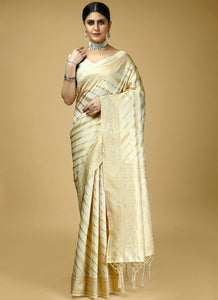 White Color Banarasi Silk Casual Wear Saree  SY - 9253