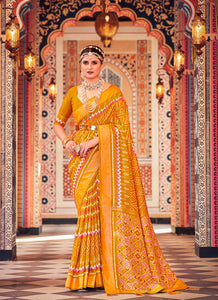 Orange Color Cotton Silk Casual Wear Saree  SY - 9246