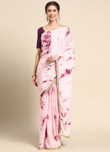 Pink Color Satin Crepe Casual Wear Saree  SY - 9229