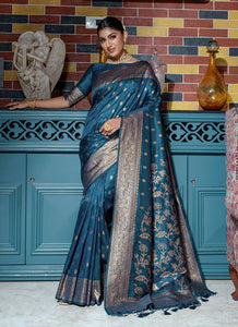Skyblue Color Banarasi Silk Casual Wear Saree  SY - 9216