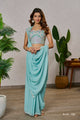 LIGHT BLUE Color SHIMMER GEORGETTE READY TO WEAR SAREE SY - 9975