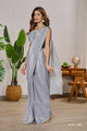 GREY Color SHIMMER GEORGETTE READY TO WEAR SAREE SY - 9977
