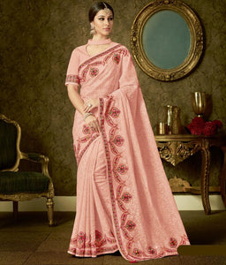 Pink Color Organza Designer Festive Sarees : Manrisha Collection  OS-91659