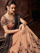 Peach & Brown Color Silk Designer Lehenga Sarees : Sadhik Collection  OS-91728