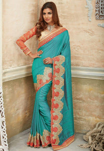 Aqua Blue Color Raw Silk Designer Bridal Sarees : Rupashi Collection  OS-92891 - onlinesareez