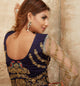 Peach & Aqua Blue Color Crepe Silk Designer Festive Sarees : Raviya Collection  OS-92926