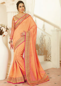 Light Orange Color Raw Silk Designer Embroidered Sarees : Avnira Collection  OS-92905