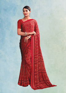 Red Color Crepe Silk Casual Wear Saree  SY - 9760
