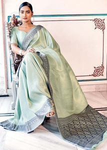 Light Green Color Soft Handloom Kanjivaram Casual Wear Saree  SY - 10155