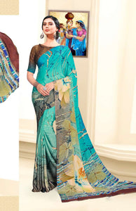 Skyblue Color Crepe Silk Casual Wear Saree  SY - 9889