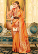 Orange Color Soft Organza Silk Casual Wear Saree  SY - 10158