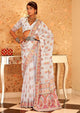 White Color Pure Pashmina Butta Silk Casual Wear Saree  SY - 10179