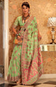 Light Green Color Pure Pashmina Butta Silk Casual Wear Saree  SY - 10180