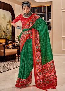 Green Color  Pure Tusser Patola Casual Wear Saree  SY - 10148