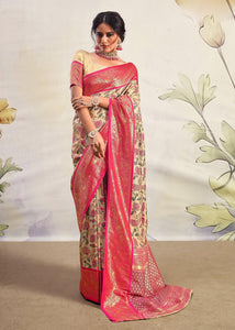 Beige Color Pure Dharmavaram Silk Casual Wear Saree  SY - 10165