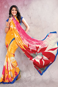 Yellow Color Crepe Casual Wear Saree  SY - 9062