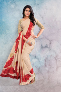 Beige Color Georgette Casual Wear Saree  SY - 9075