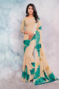 Beige Color Georgette Casual Wear Saree  SY - 9076