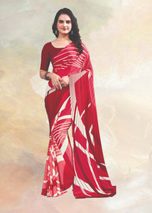 Red Color crepe silk Casual Wear Saree  SY - 9979