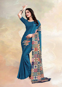Blue Color crepe silk Casual Wear Saree  SY - 9983