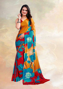 Orange Color crepe silk Casual Wear Saree  SY - 9994