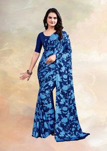 Blue Color crepe silk Casual Wear Saree  SY - 9998