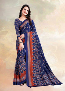 Blue Color crepe silk Casual Wear Saree  SY - 10012
