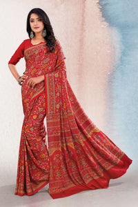 Red Color Crepe  Casual Wear Saree  SY - 9126