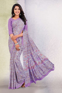 Purple Color Crepe  Casual Wear Saree  SY - 9133