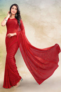 Red Color Georgette Casual Wear Saree  SY - 9177