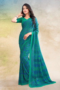 Green Color Georgette Casual Wear Saree  SY - 9179