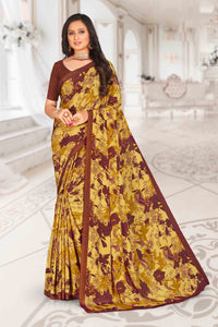 Yellow Color Crepe  Casual Wear Saree  SY - 9401