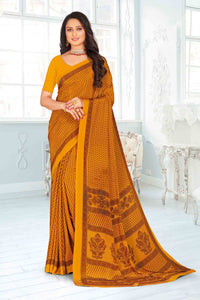 Yellow Color Crepe  Casual Wear Saree  SY - 9424