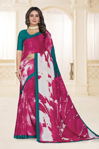 Rani Color Crepe  Casual Wear Saree  SY - 9489