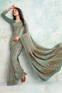 Light Green Color Crepe  Casual Wear Saree  SY - 9509