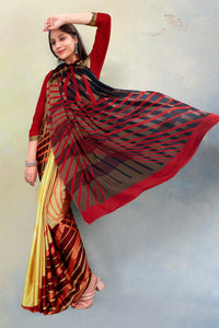 Red Color Crepe Casual Wear Saree  SY - 10025