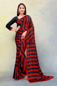 Red Color Crepe Casual Wear Saree  SY - 10030
