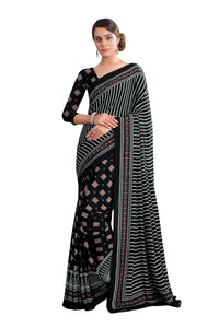 Black Color Crepe Silk Casual Wear Saree  SY - 9793