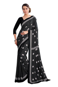 Black Color Crepe Silk Casual Wear Saree  SY - 9814
