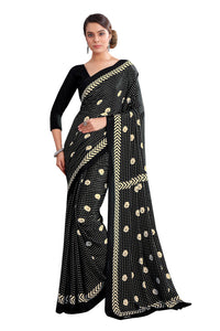 Black Color Crepe Silk Casual Wear Saree  SY - 9815