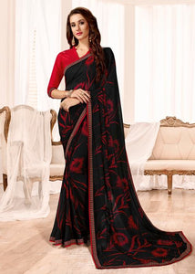 Black Color Crepe Silk Casual Wear Saree  SY - 9781