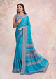 Skyblue Color Crepe Silk Casual Wear Saree  SY - 9642