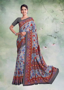 Multi Color Crepe Silk Casual Wear Saree  SY - 9663