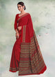 Red Color Crepe Silk Casual Wear Saree  SY - 9667