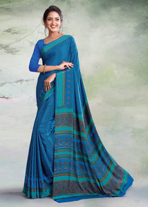 Blue Color Crepe Silk Casual Wear Saree  SY - 9673