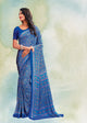 Blue Color Crepe Silk Casual Wear Saree  SY - 9727