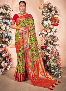 Green Color Mysore Art Silk Casual Wear Saree  SY - 9258